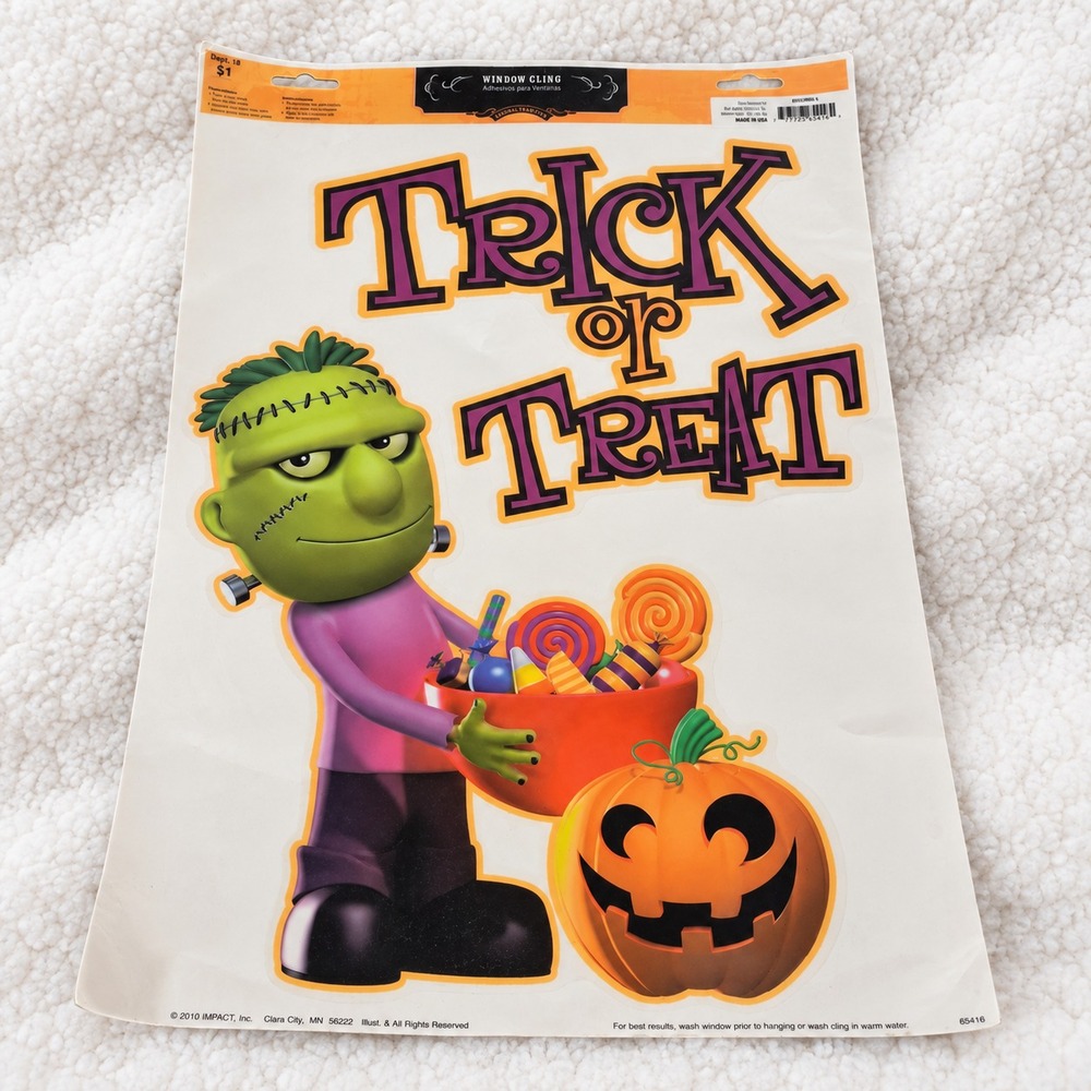 Impact Halloween Window Clings 2010 Frankenstein Trick Or Treat Jack-o-lantern